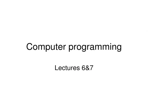 Computer programming