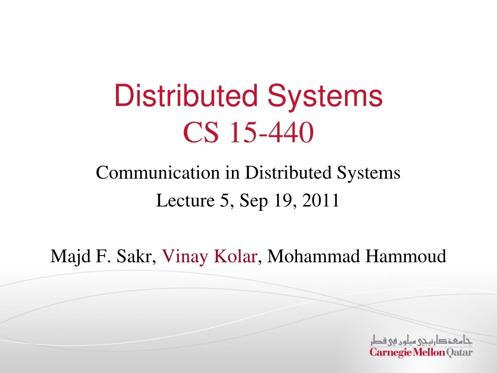 distributed systems cs 15 440