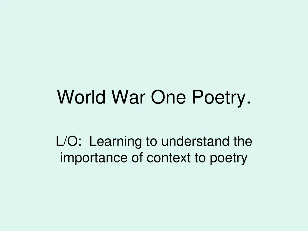 world war one poetry