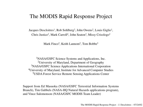 The MODIS Rapid Response Project