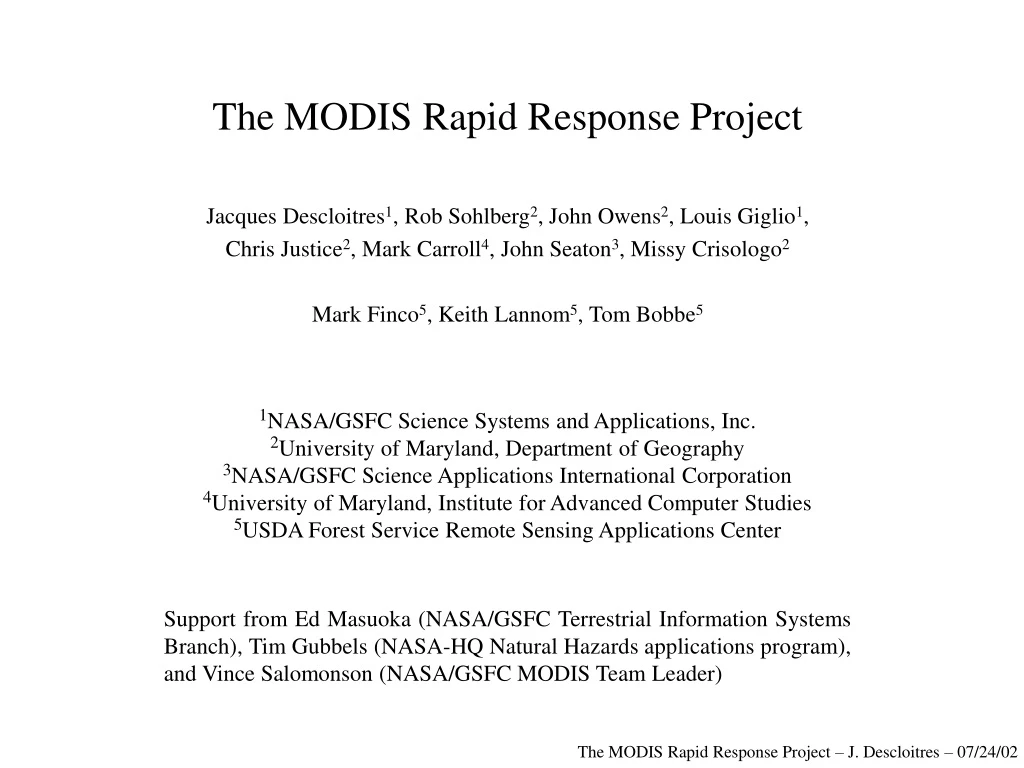 the modis rapid response project