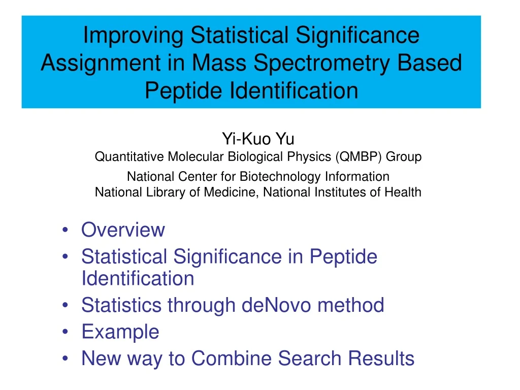 improving statistical significance assignment in mass spectrometry based peptide identification