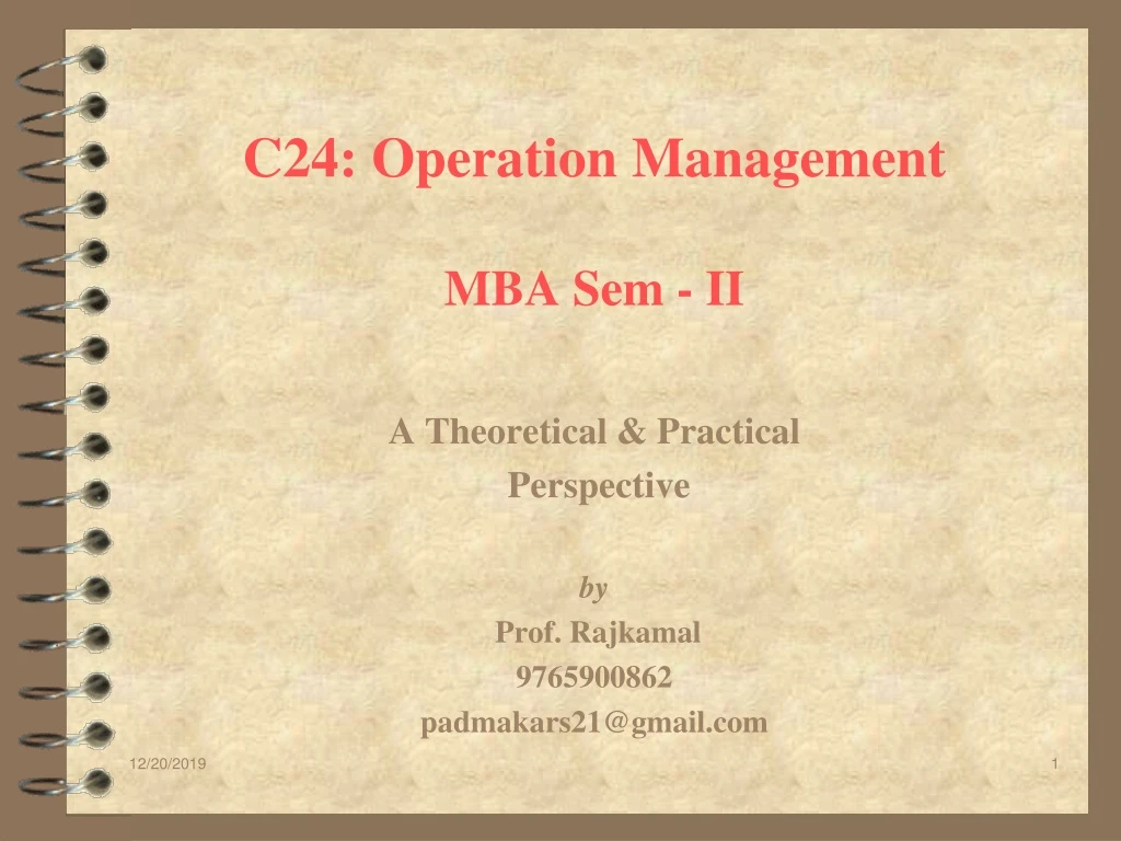 c24 operation management mba sem ii