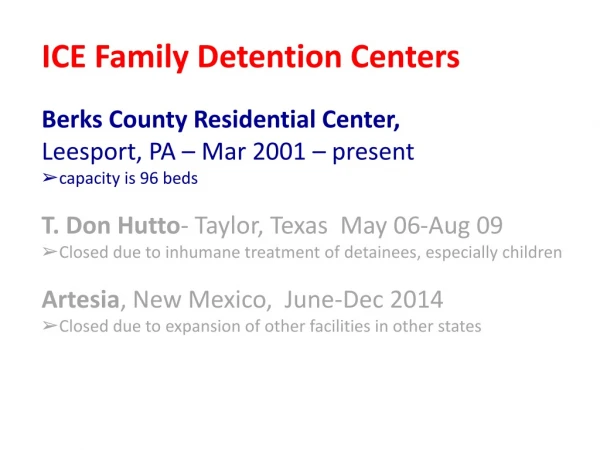 Berks County Residential Center,  Leesport, PA – Mar 2001 – present capacity is 96 beds