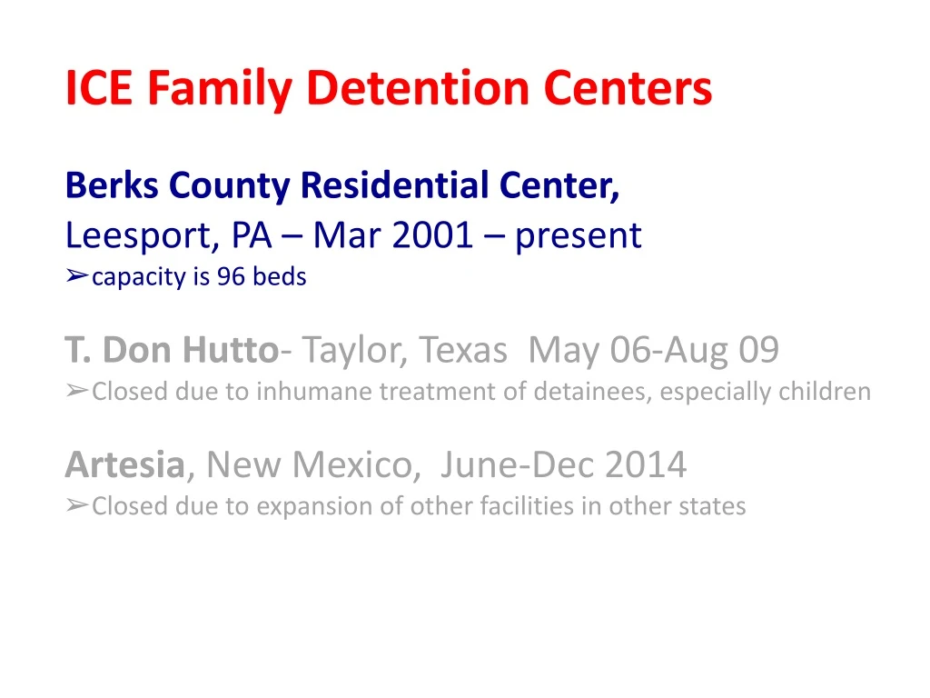ice family detention centers