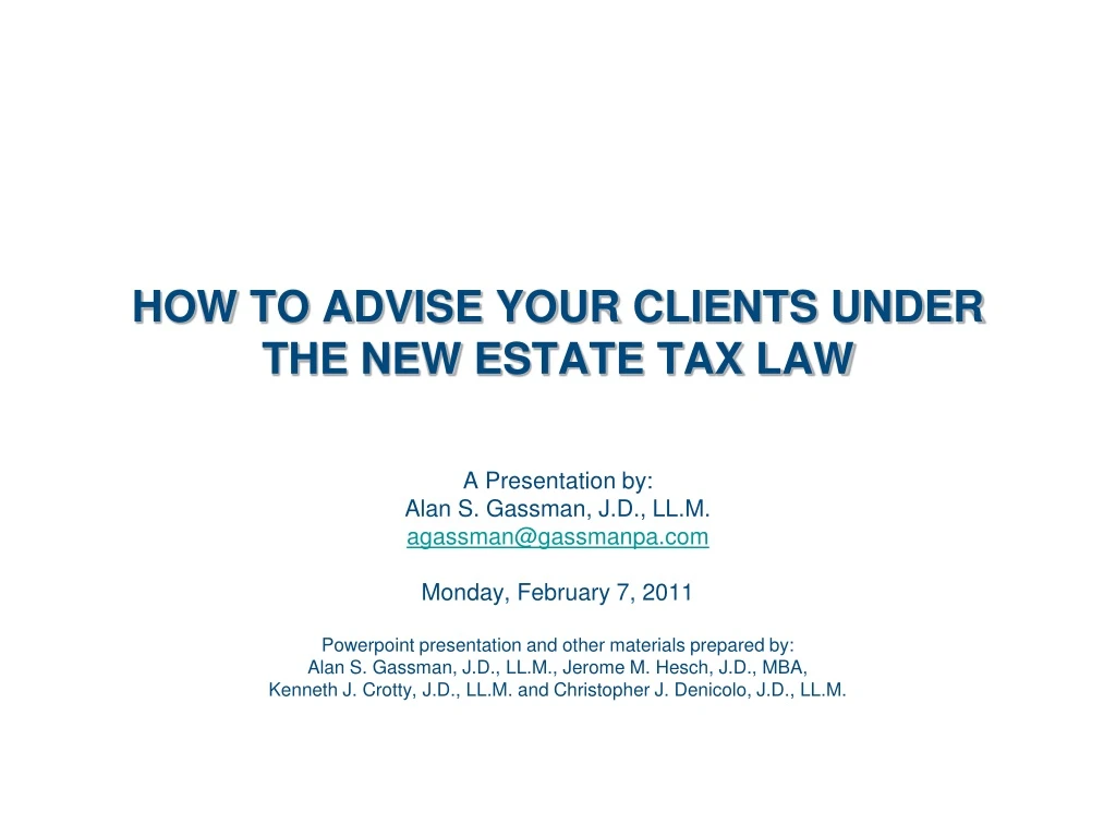 how to advise your clients under the new estate tax law