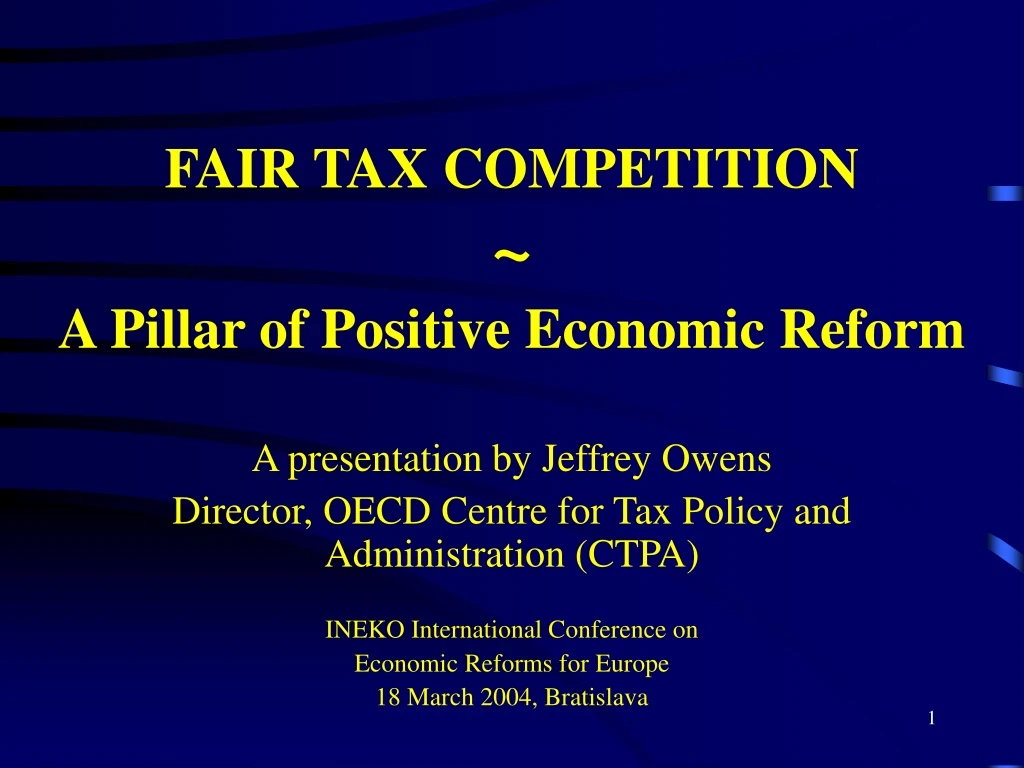 fair tax competition a pillar of positive economic reform