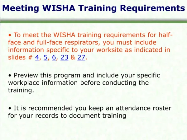 Meeting WISHA Training Requirements