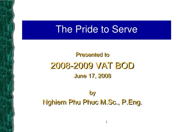 The Pride to Serve