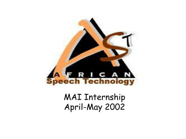 MAI Internship April-May 2002
