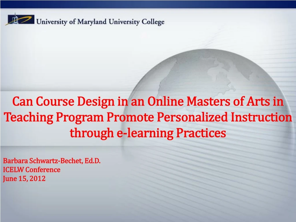 can course design in an online masters of arts