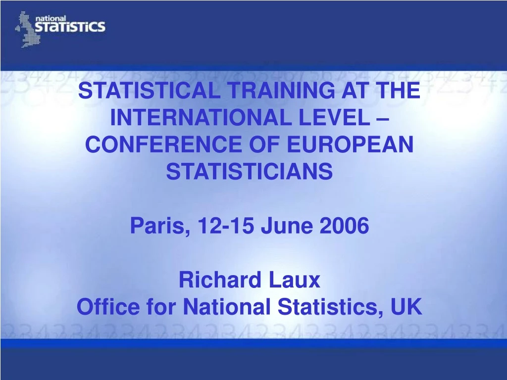 statistical training at the international level