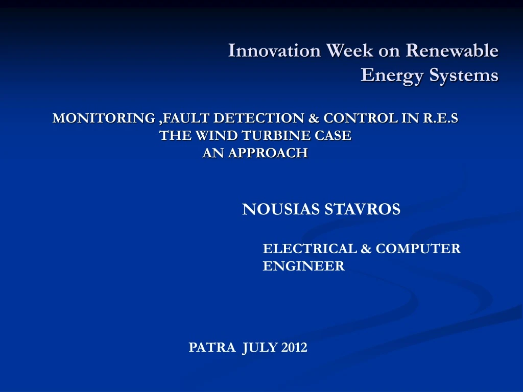 innovation week on renewable energy systems