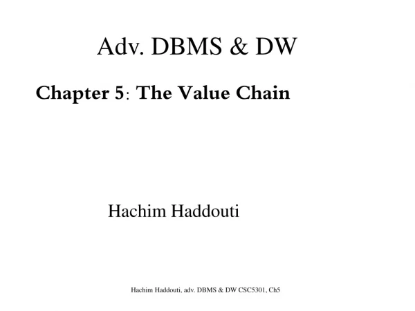 Chapter 5: The Value Chain