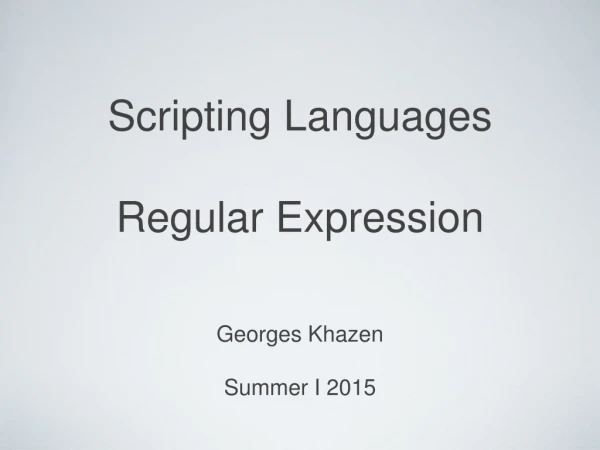 Scripting Languages Regular Expression