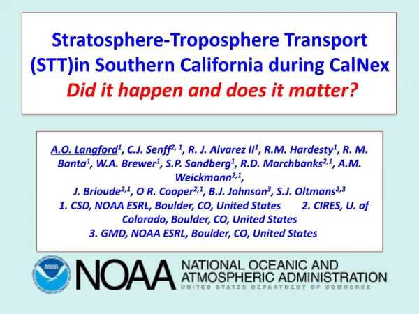 Stratosphere-Troposphere Transport (STT)in Southern California during CalNex