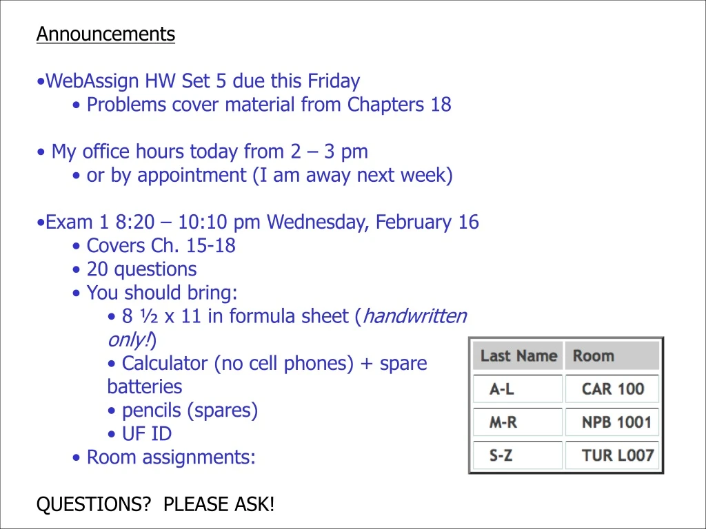 announcements webassign hw set 5 due this friday