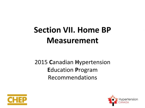 Section  VII. Home BP Measurement