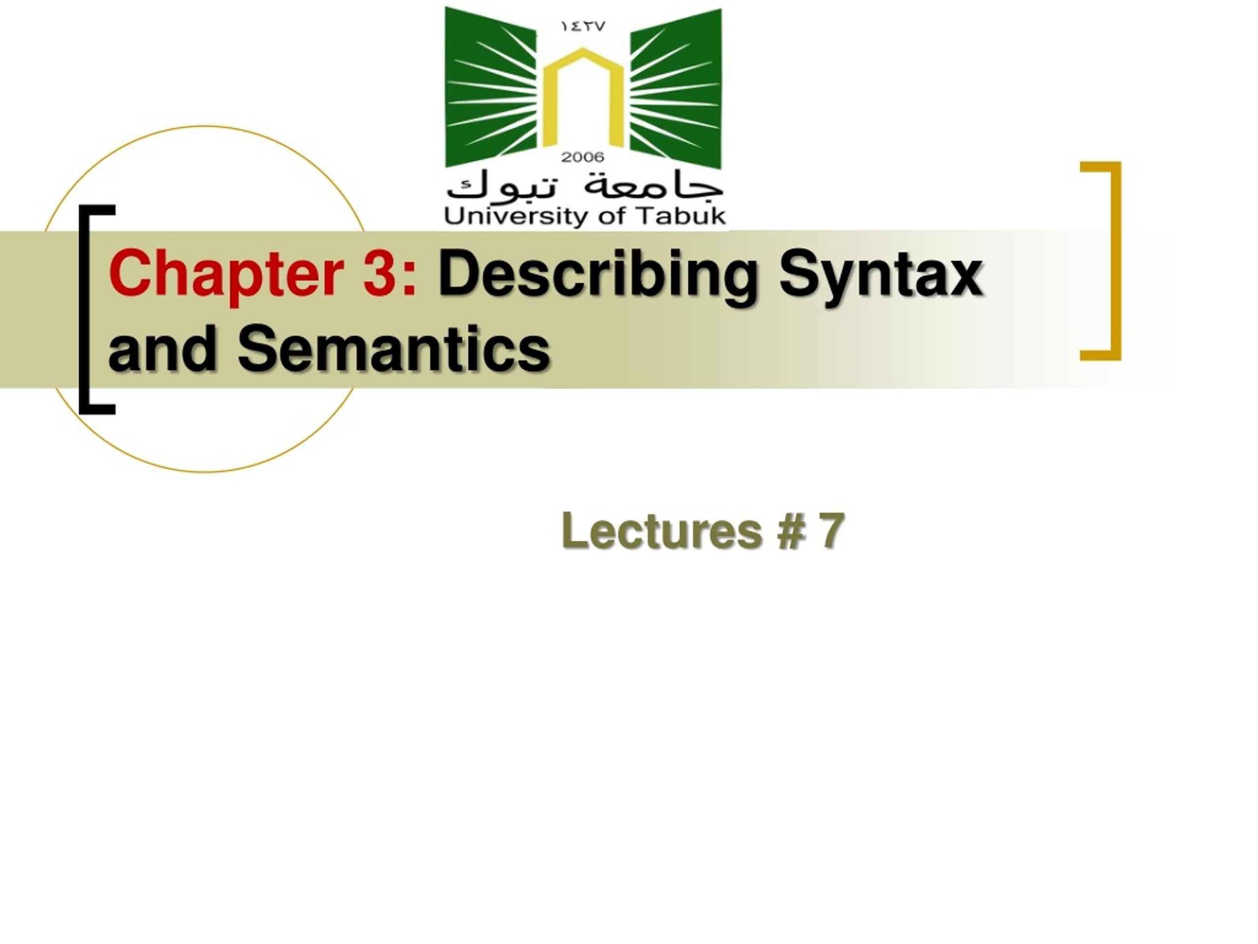 PPT - Chapter 3: Describing Syntax and Semantics PowerPoint ...