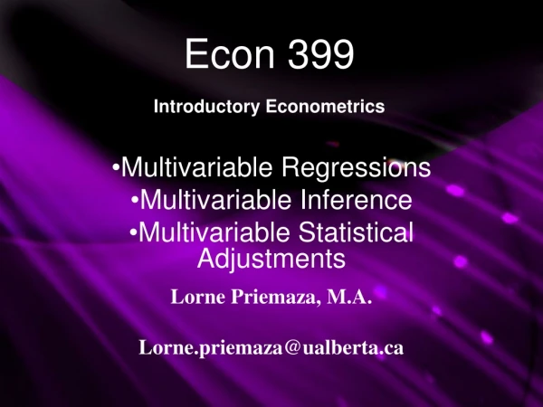 Econ 399 Introductory Econometrics