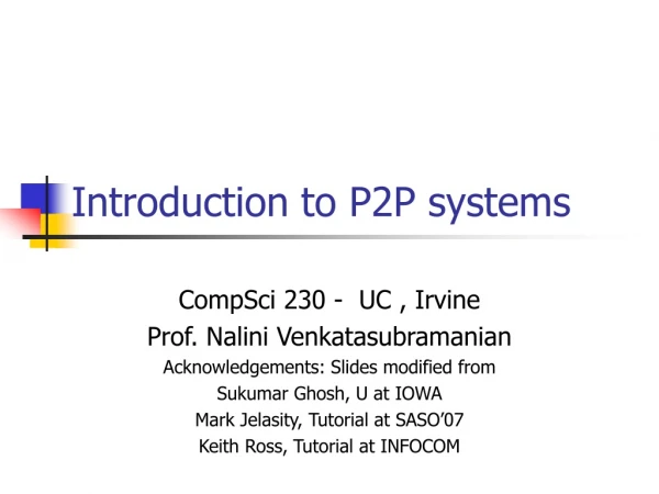 Introduction to P2P systems