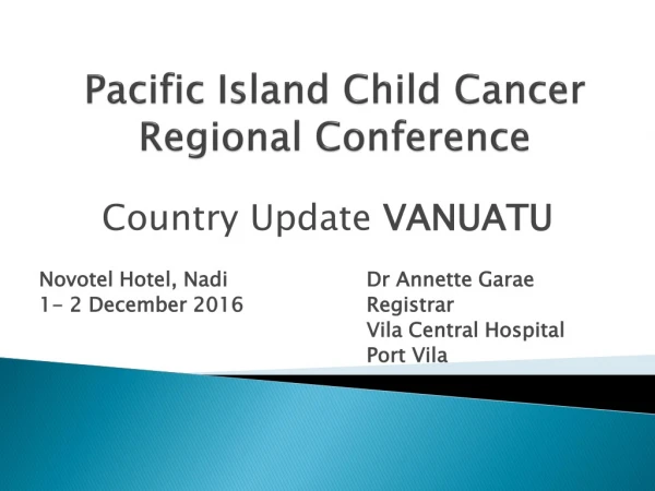 Pacific Island Child Cancer Regional Conference
