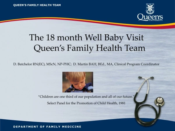 The 18 month Well Baby Visit  Queen’s Family Health Team