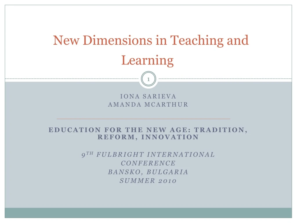 new dimensions in teaching and learning