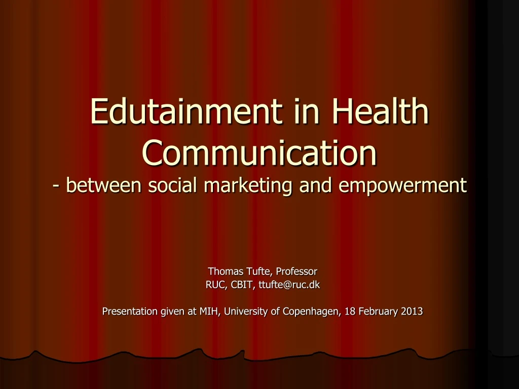 edutainment in health communication between social marketing and empowerment