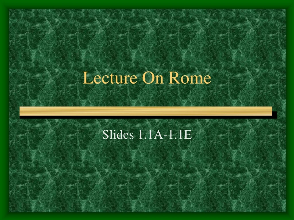 lecture on rome