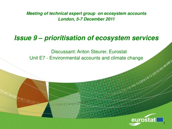 Meeting of technical expert group  on ecosystem accounts  London, 5-7 December 2011