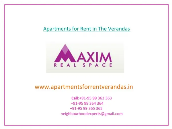 Apartments for Rent in The Verandas Gurgaon