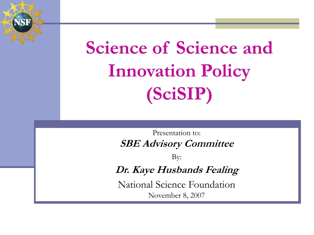 science of science and innovation policy scisip