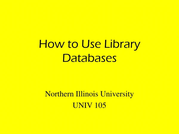 How to Use Library Databases