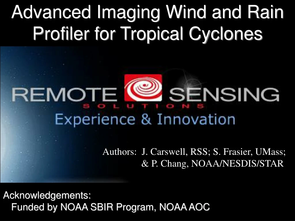 advanced imaging wind and rain profiler for tropical cyclones