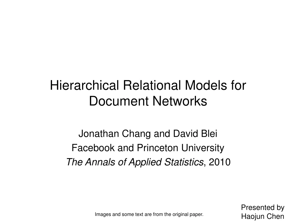 hierarchical relational models for document networks