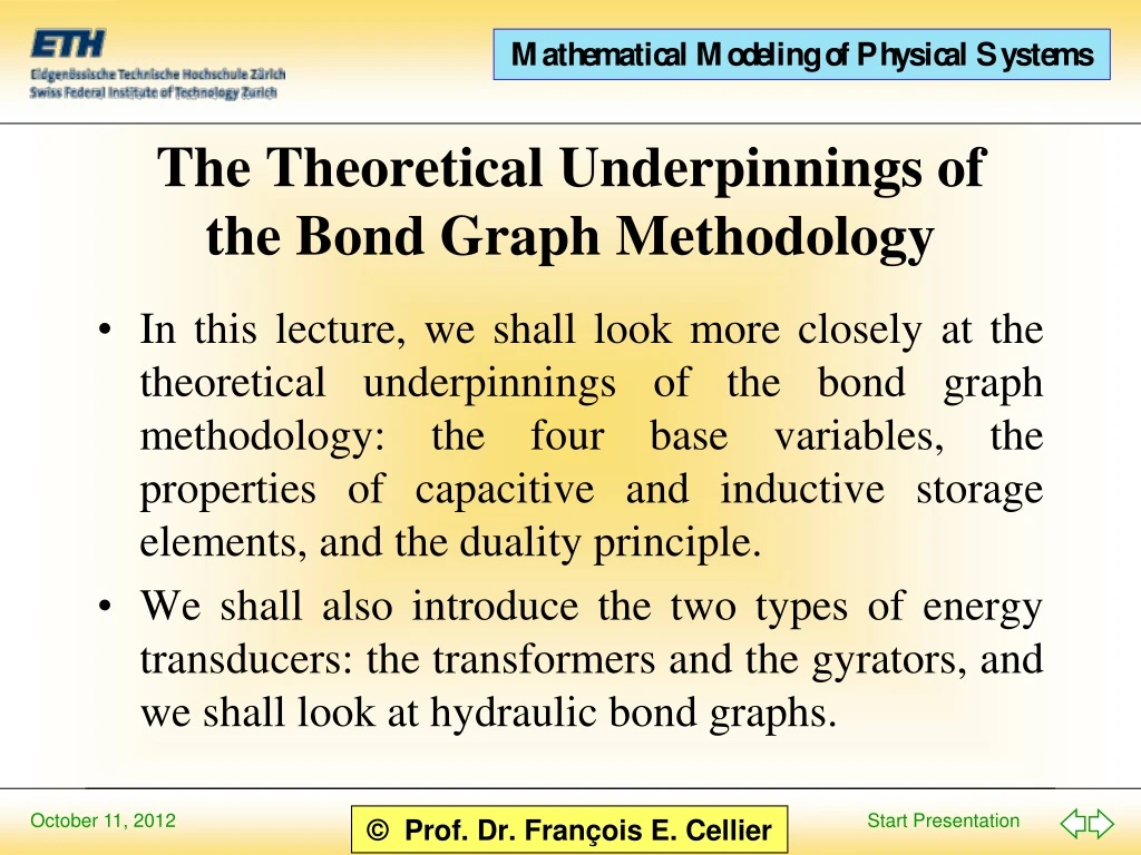 the theoretical underpinnings of the bond graph methodology