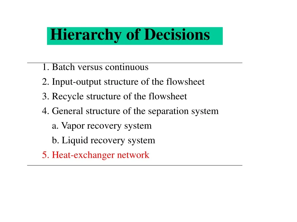 hierarchy of decisions