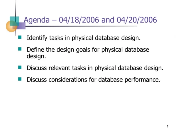 Agenda – 04/18/2006 and 04/20/2006