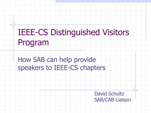IEEE-CS Distinguished Visitors Program