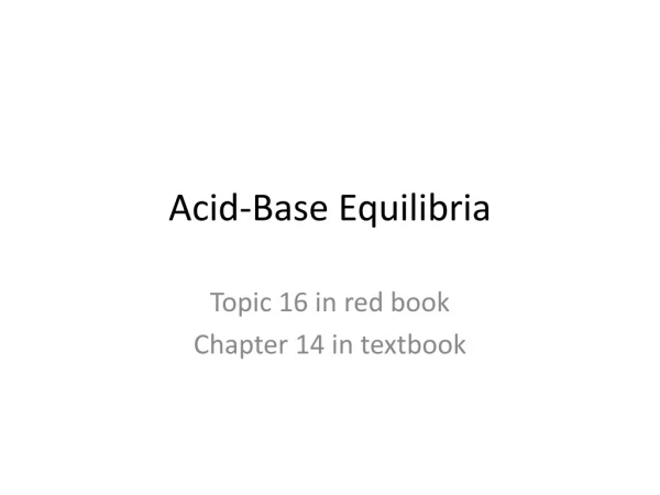 Acid-Base Equilibria