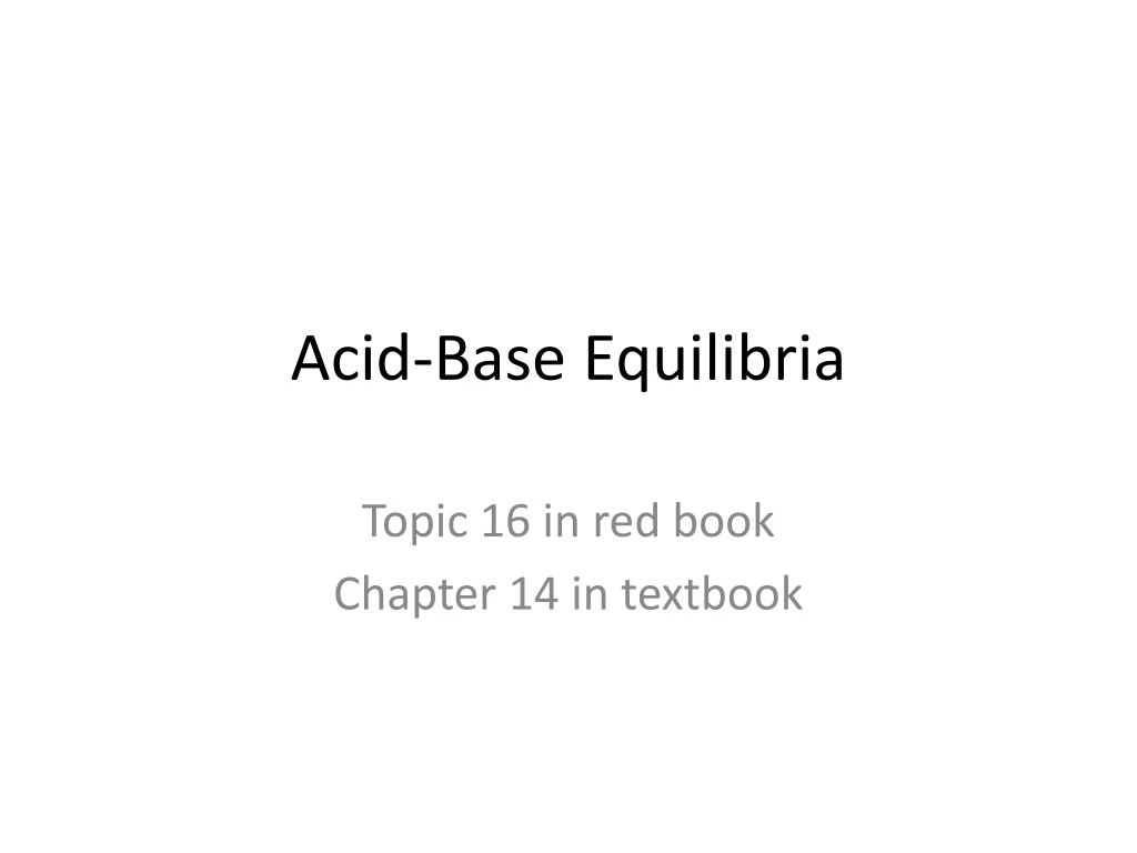 acid base equilibria