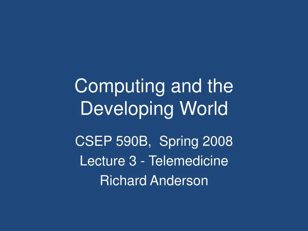 computing and the developing world