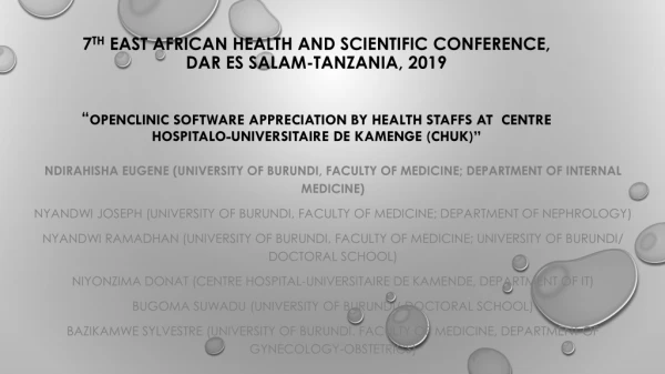 NDIRAHISHA Eugene (University of Burundi, Faculty of Medicine; Department of Internal Medicine)