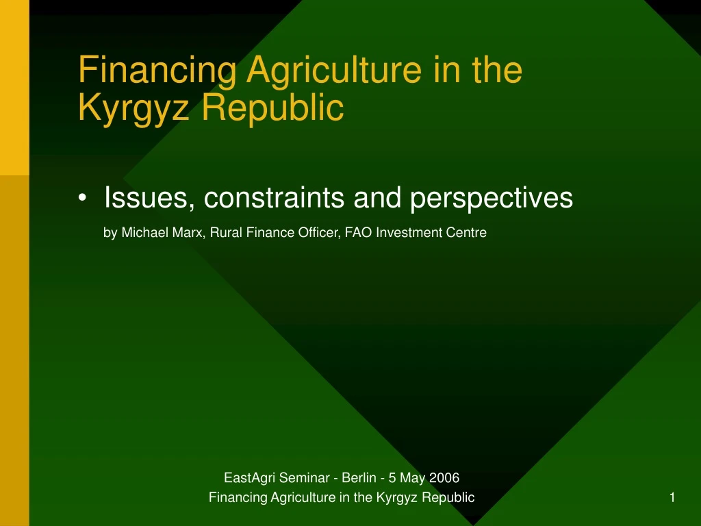 financing agriculture in the kyrgyz republic