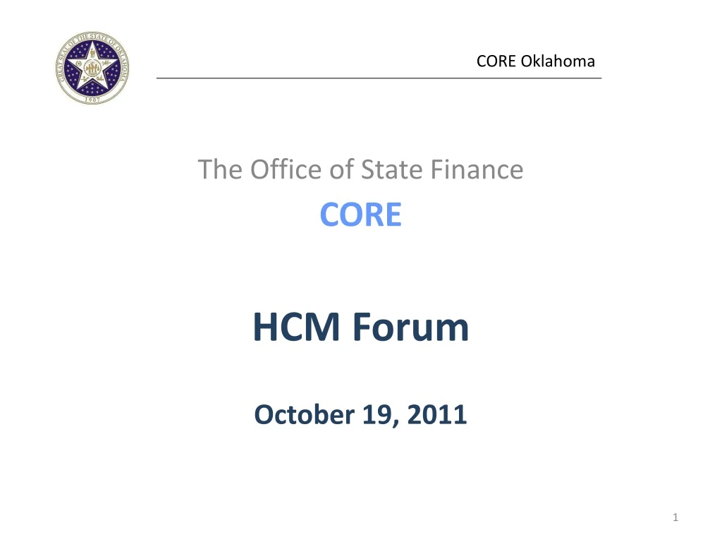 the office of state finance core hcm forum october 19 2011