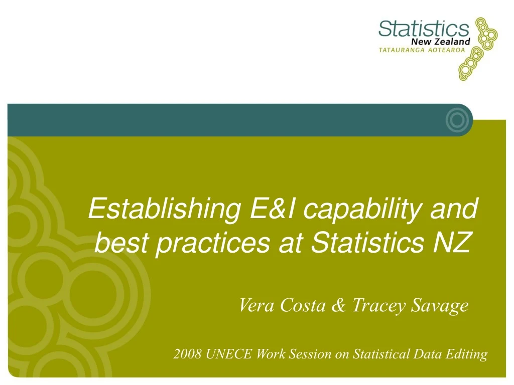 establishing e i capability and best practices at statistics nz