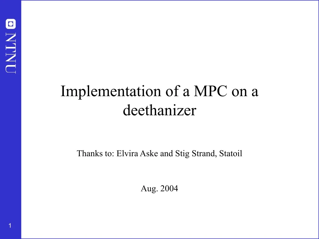 implementation of a mpc on a deethanizer