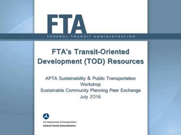 Introduction to FTA TOD Resources