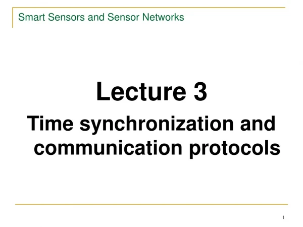 Smart Sensors and Sensor Networks